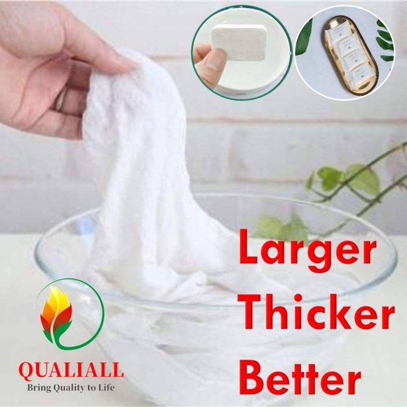 QUALIALL Premium Compressed Towel Tablet, Essential Face Washcloths for Travel, Camping, Hiking, Sports and Beyond, Portable Disposable Thicker Larger, Pure Cotton, 20PCS - Image 2
